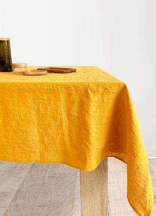 Mustard yellow linen tablecloth wedding square