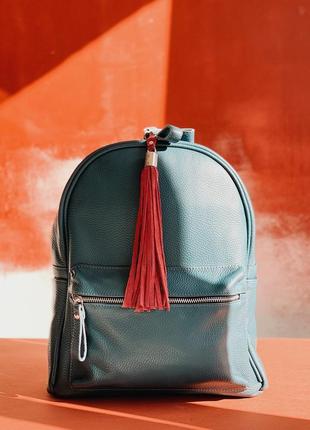 Leather backpack / sea-green