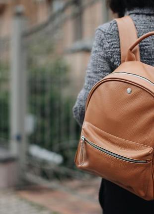 Leather backpack / caramel6 photo