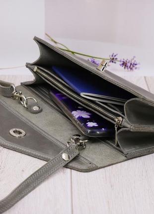 Handmade leather crossbody wallet for woman/ engraved clutch 13 iphone with shoulder strap3 photo