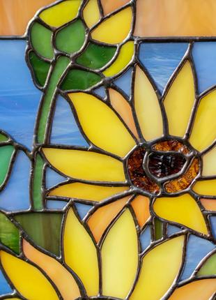 Ukrainian sunflower stained glass window decor6 photo