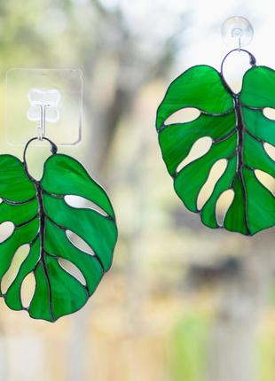 Handmade monstera stained glass decor3 photo