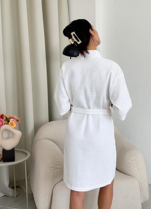 White kimono waffle robe4 photo