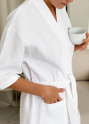 White kimono waffle robe6 photo