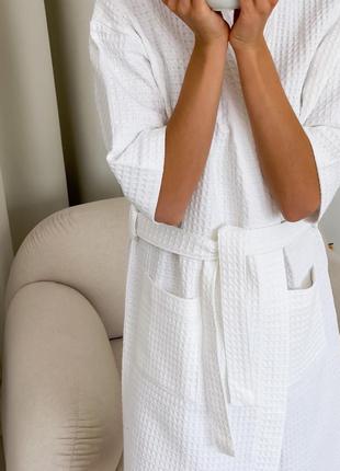 White kimono waffle robe7 photo