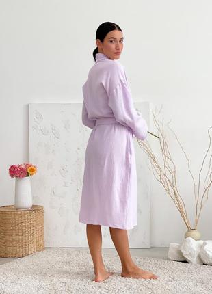 Bathrobe cosy with pink muslin and lilac color3 photo