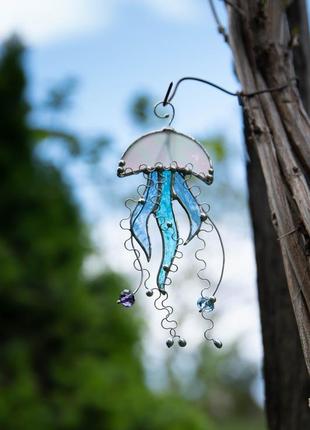 Jellyfish stained glass art