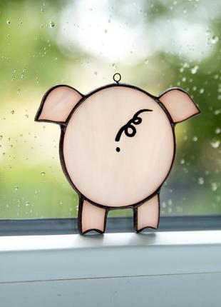 Stained glass pig decor2 photo