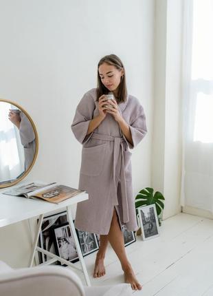 Cosy waffle robe with shawl collar9 photo