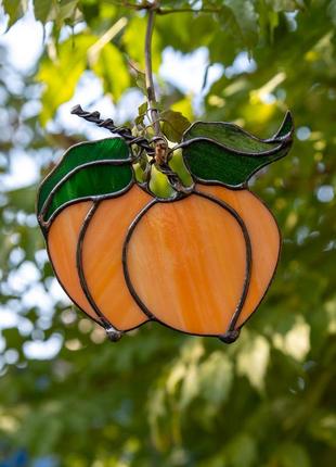 Peach stained glass window hangings