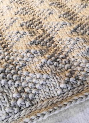 Wool blanket beige knit throw merino pure wool roving yarn4 photo