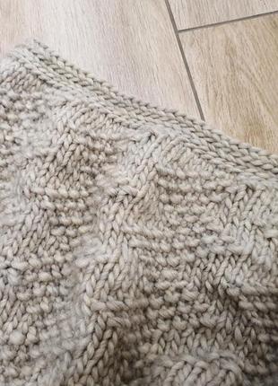 Wool blanket beige knit throw merino pure wool roving yarn9 photo