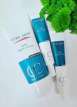 Active night cream for sluggish atonic face skin softening moisturizing with AHA acid "Cure Skin" 50 ml2 photo