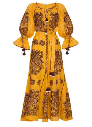 "victory chic" mustard maxi dress