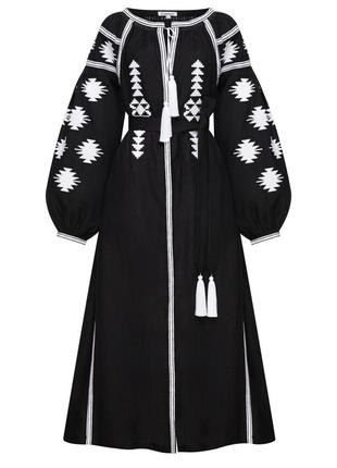 "black geometry" black midi dress