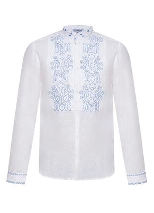 "sich" white shirt with blue embroidery1 photo