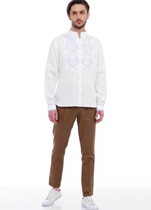 "sich" white shirt with blue embroidery2 photo