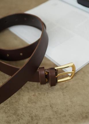 Leather belt with gold buckle3 photo