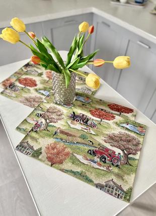 Set of 4 tapestry serving napkins for plates1 photo