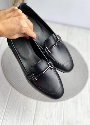 Black leather loafers with fittings made in ukraine5 photo
