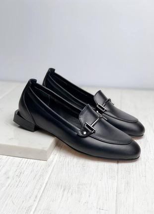 Black leather loafers with fittings made in ukraine2 photo