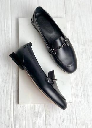 Black leather loafers with fittings made in ukraine7 photo