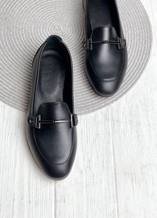 Black leather loafers with fittings made in ukraine4 photo