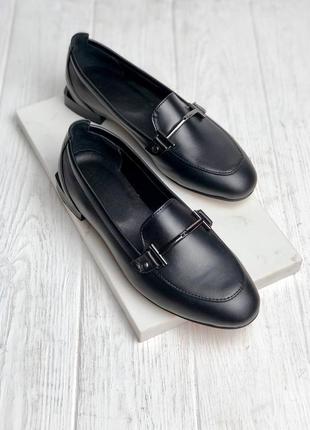 Black leather loafers with fittings made in ukraine6 photo