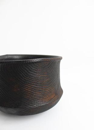 fruit bowl, Ukrainian wooden vase hand create, rustic black dish, eco dinnerware9 photo