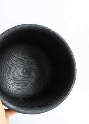 fruit bowl, Ukrainian wooden vase hand create, rustic black dish, eco dinnerware7 photo