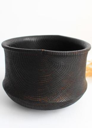 fruit bowl, Ukrainian wooden vase hand create, rustic black dish, eco dinnerware6 photo