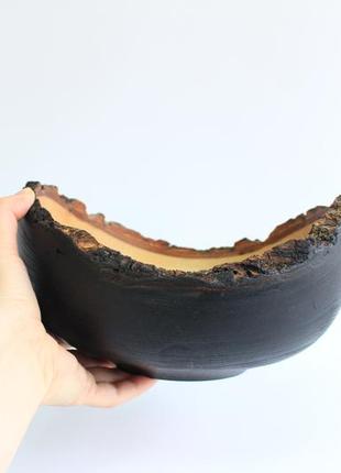 unique dinnerware bowl, candy hand craft plate, yakisugi live edge decorative vase9 photo