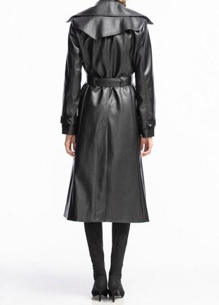 Black eco-leather raincoat with a vent3 photo