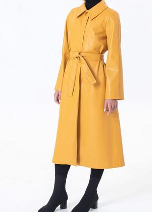 Yellow eco-leather raincoat2 photo