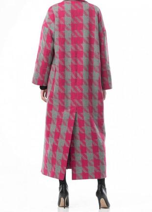 Coat with large grey-pink houndstooth print 500202 a LOT4 photo