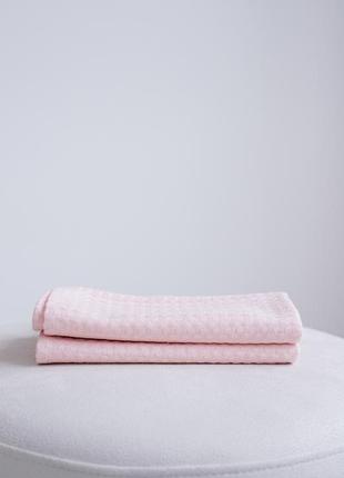 Waffle towel made of linen and cotton pink. Size: 50*70 cm1 photo