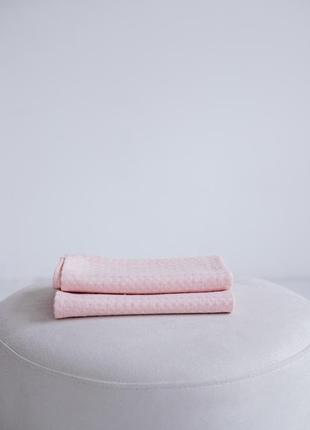 Waffle towel made of linen and cotton pink. 2 piece set1 photo