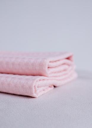 Waffle towel made of linen and cotton pink. Size: 70*100 cm