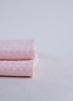 Waffle towel made of linen and cotton pink. Size: 50*70 cm3 photo