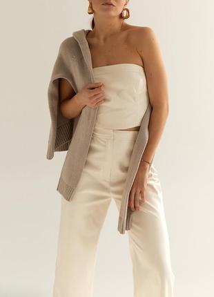 Milky eco-leather pants3 photo