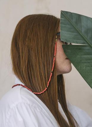 Red eyeglass chain "Corali"8 photo