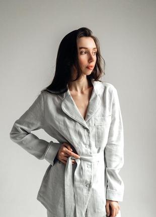 Linen women's pajamas set - shirt with pants