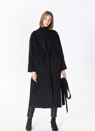 Black pile coat with patch pockets 500275 aLOT