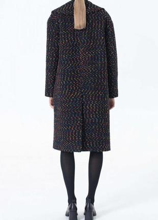 Black bouclé coat with colored thread 500286 aLOT4 photo