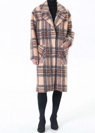 Wool brown plaid coat 500242 aLOT