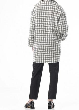 Free-cut white and mustard houndstooth coat 500204 aLOT3 photo