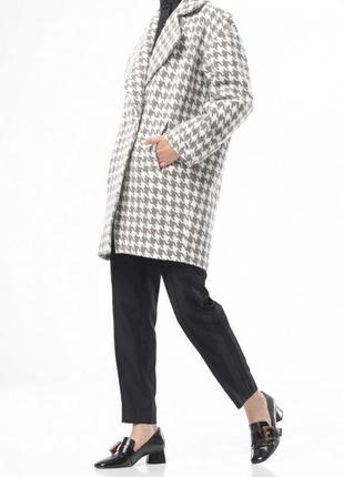 Free-cut white and mustard houndstooth coat 500204 aLOT2 photo