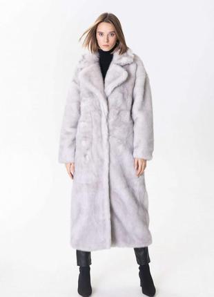 Long gray eco-fur coat 500233 aLOT2 photo