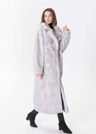 Long gray eco-fur coat 500233 aLOT3 photo