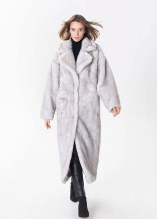 Long gray eco-fur coat 500233 aLOT1 photo